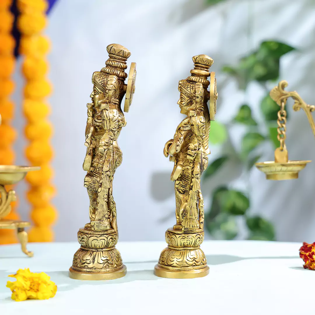 10" Super Fine Brass Radha Krishna Pair - Image 2