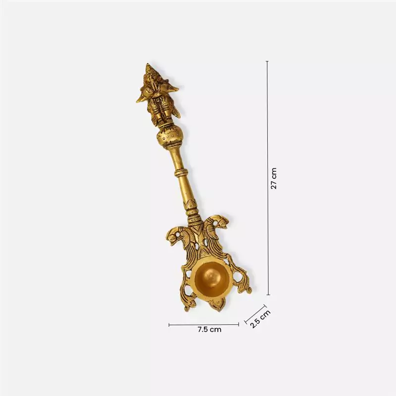 11" Brass Lord Garuda Pooja Hawan Spoon - Image 2