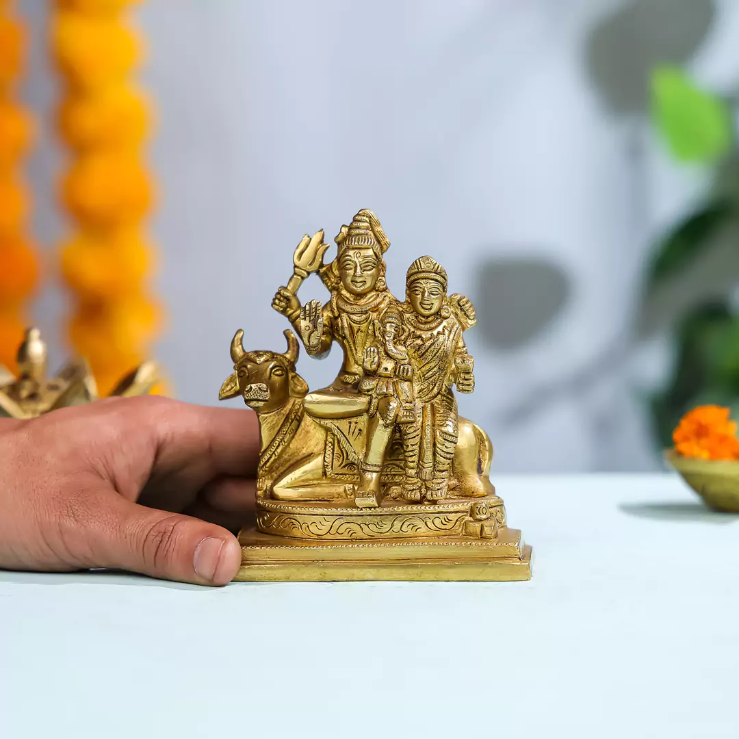 5" Brass Lord Shiva Family - Small - Image 2