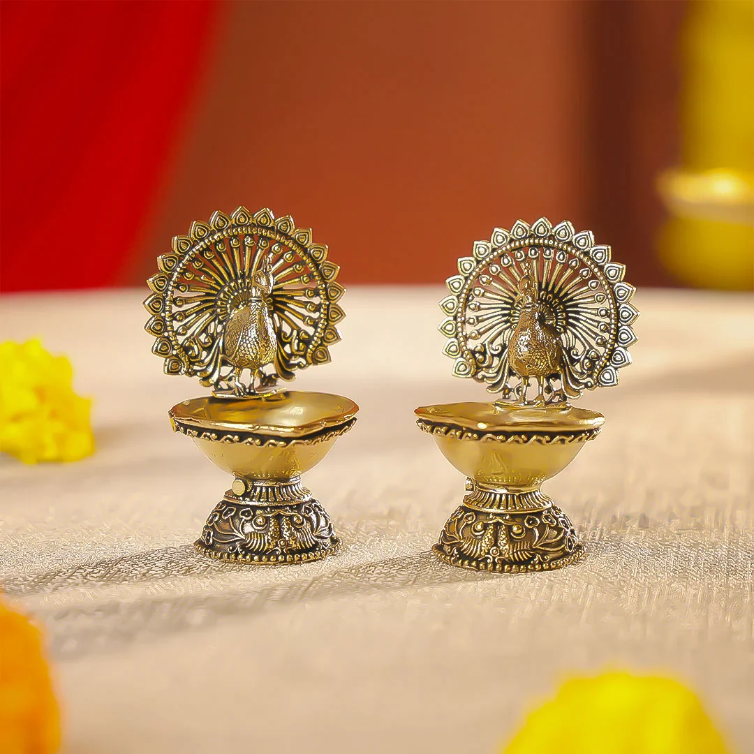 3" Brass Premium Finish Peacock Diya