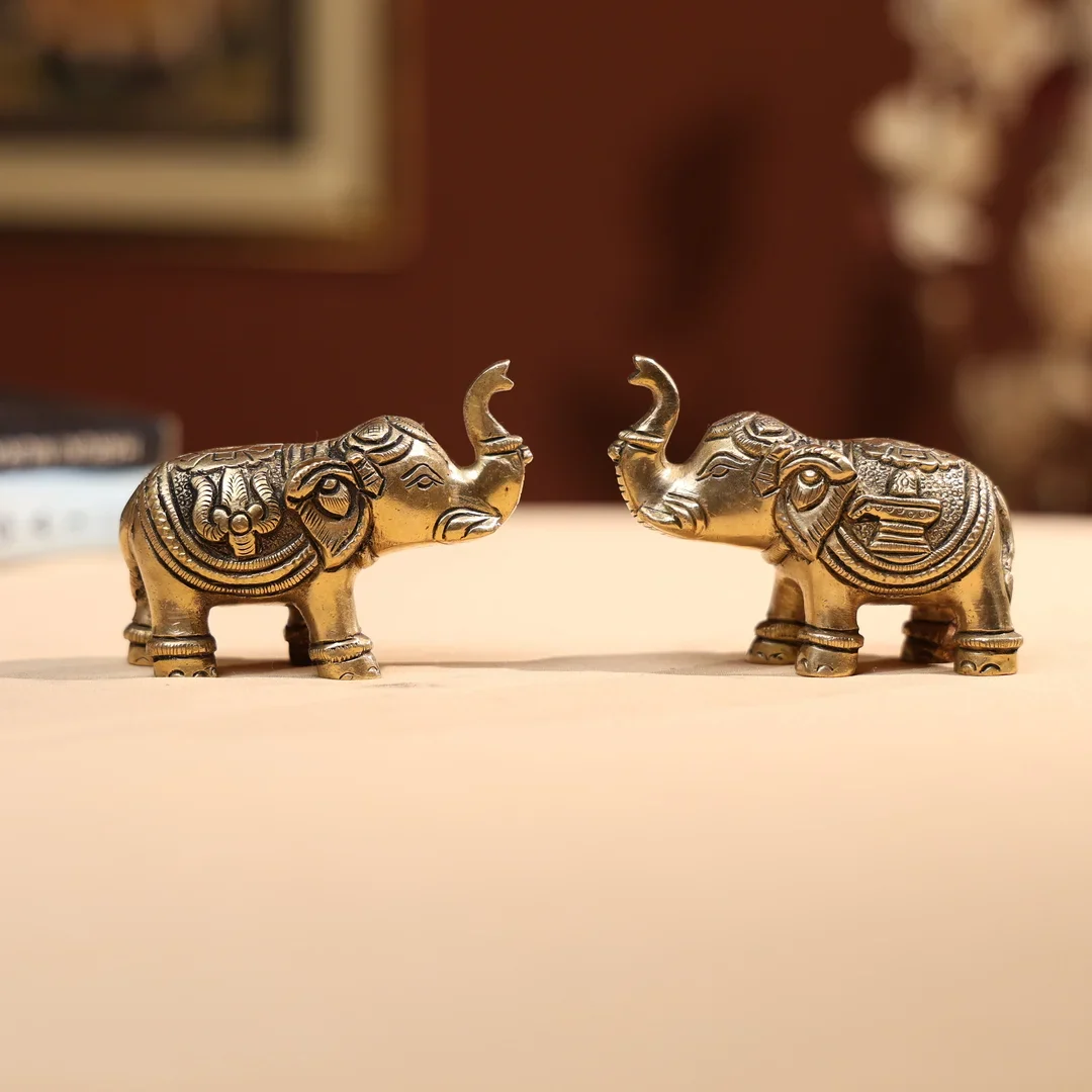 Brass Welcoming Elephant Pair