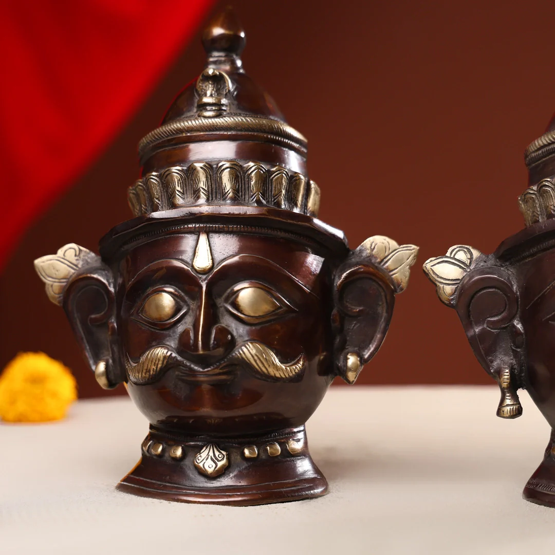 Goddess Gauri And Lord Shiva Antique Brown Mask