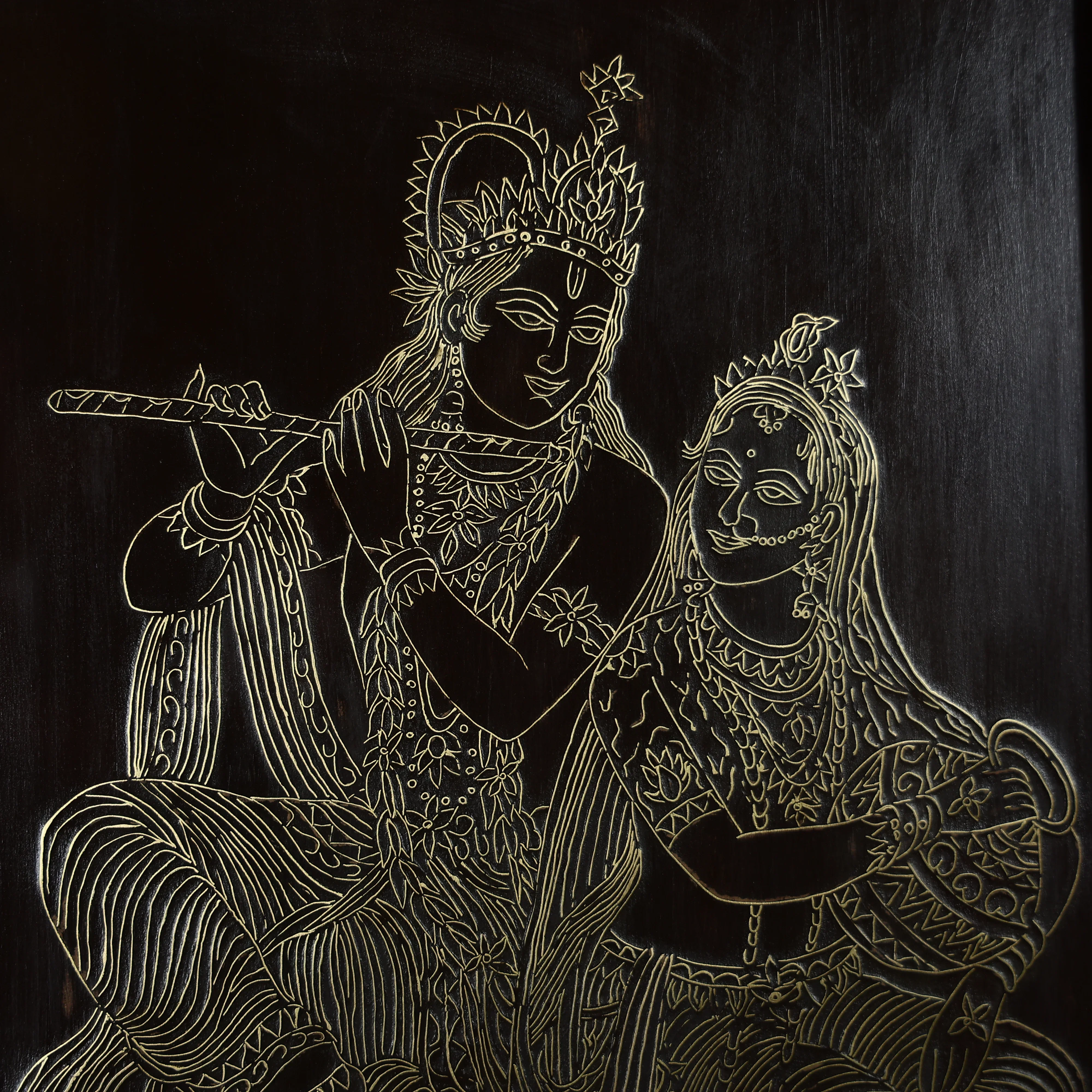 21" Tarkashi Crafted Lord Radha Krishna Wall Art - Image 2